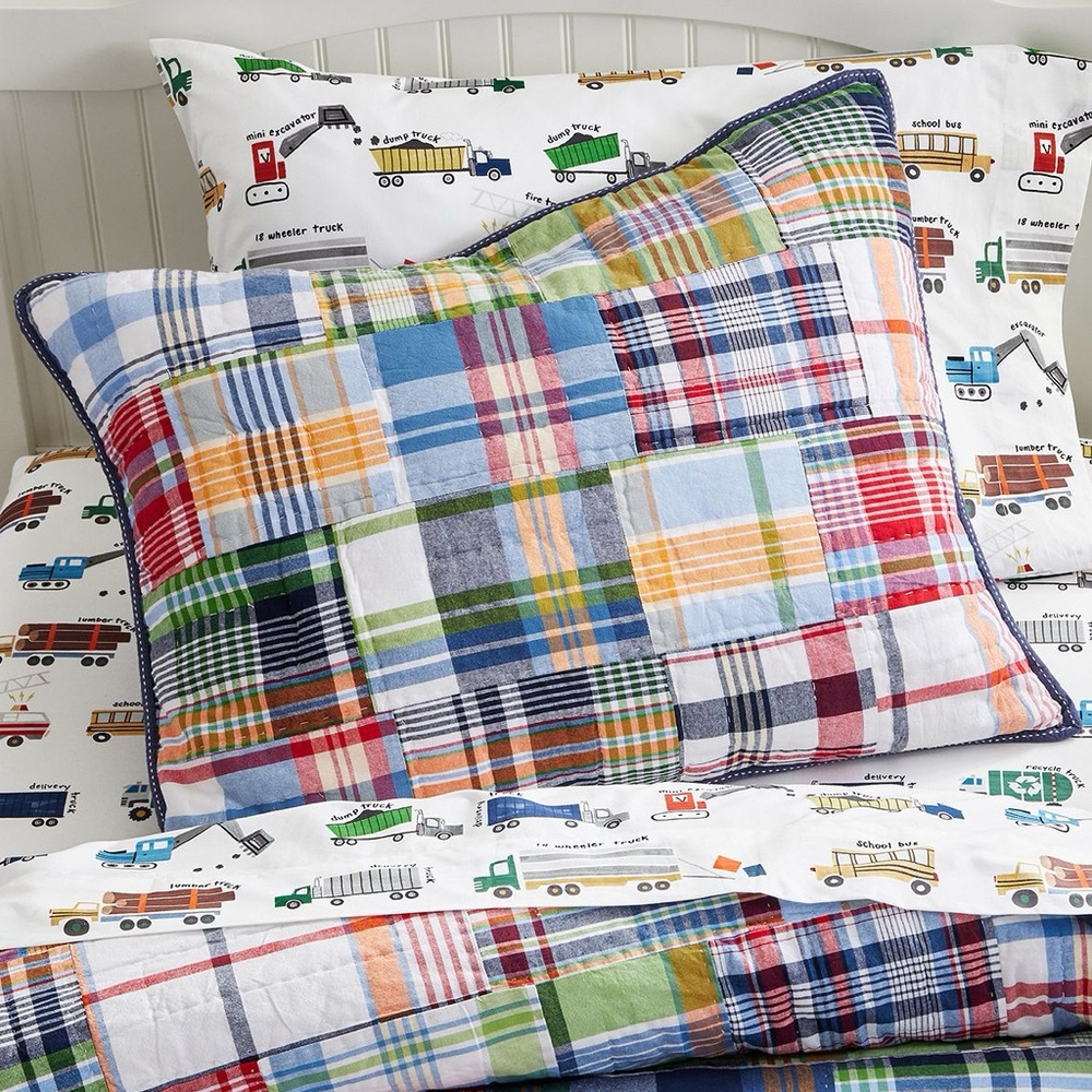 Pottery Barn Kids Pair of Madras Pillow Shams